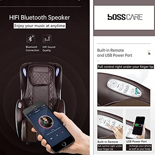 BOSSCARE Small Massage Chairs SL Track Full Body Massage Recliner, Shiatsu Re...