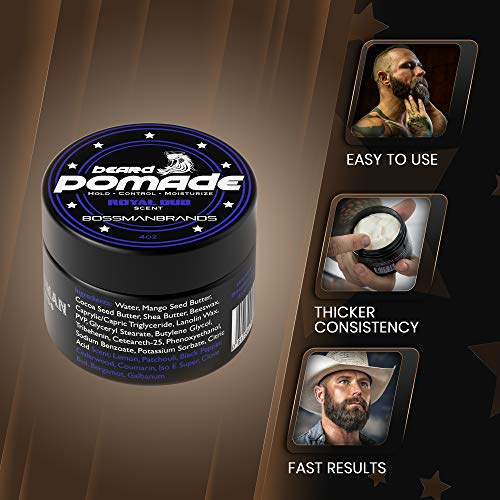 Bossman Hair & Beard Pomade - Moisturizing with Longer Hold and Control - Men...