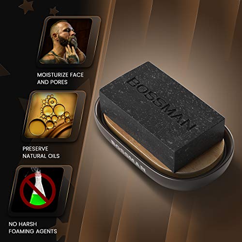 Bossman Men's Bar Soap 4 in 1 Beard Wash, Shampoo, Body Wash and Conditioner,...