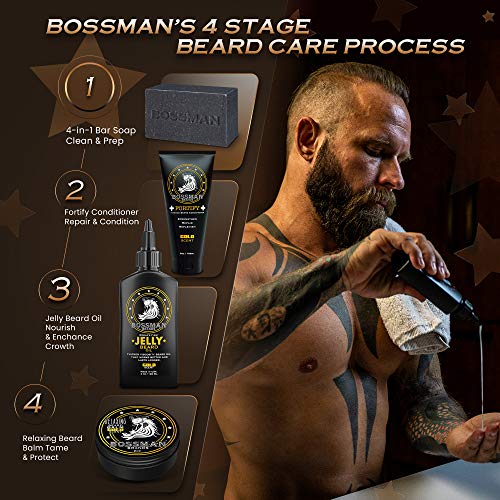 Bossman Men's Bar Soap 4 in 1 Beard Wash, Shampoo, Body Wash and Conditioner,...