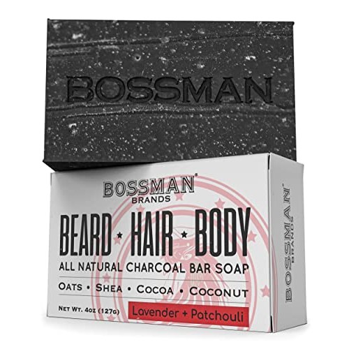 Bossman Men's Bar Soap 4 in 1 Beard Wash, Shampoo, Body Wash and Conditioner,...
