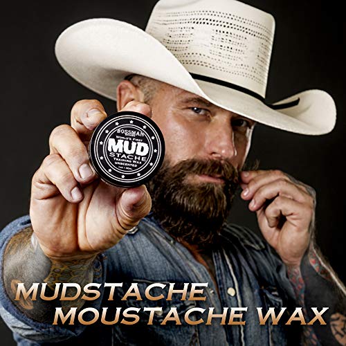 Bossman MUDstache Wax Unscented Mustache Wax - Mustach Grooming Care - Strong...