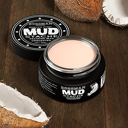 Bossman MUDstache Wax Unscented Mustache Wax - Mustach Grooming Care - Strong...