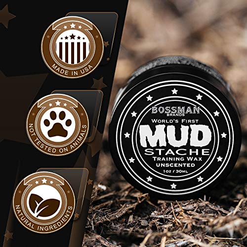 Bossman MUDstache Wax Unscented Mustache Wax - Mustach Grooming Care - Strong...