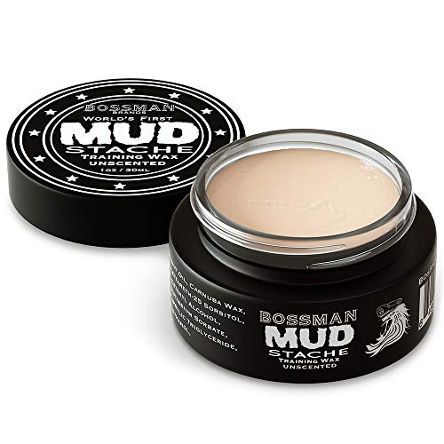 Bossman MUDstache Wax Unscented Mustache Wax - Mustach Grooming Care - Strong...