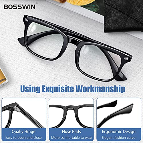 BOSSWIN - 5Pack Blue Light Blocking Glasses Square Nerd Eyeglasses Frame for ...