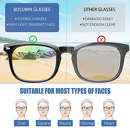 BOSSWIN - 5Pack Blue Light Blocking Glasses Square Nerd Eyeglasses Frame for ...
