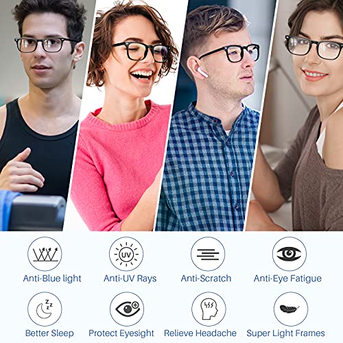 BOSSWIN - 5Pack Blue Light Blocking Glasses Square Nerd Eyeglasses Frame for ...