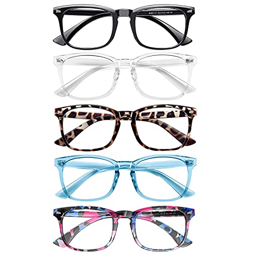 BOSSWIN - 5Pack Blue Light Blocking Glasses Square Nerd Eyeglasses Frame for ...