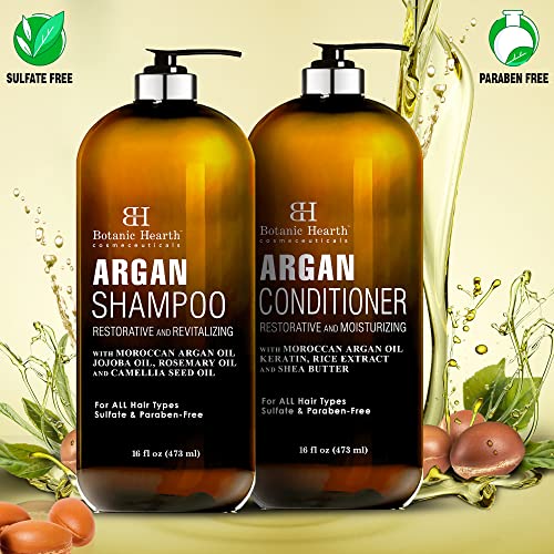 BOTANIC HEARTH Argan Oil Shampoo and Conditioner Set - with Keratin, Restorat...