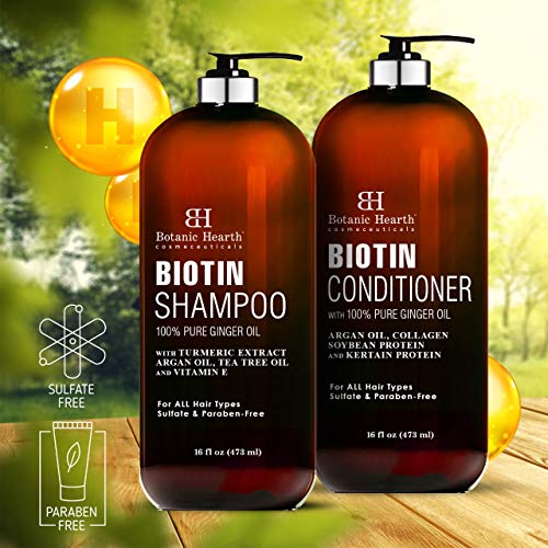 BOTANIC HEARTH Biotin Shampoo and Conditioner Set - with Ginger Oil & Keratin...