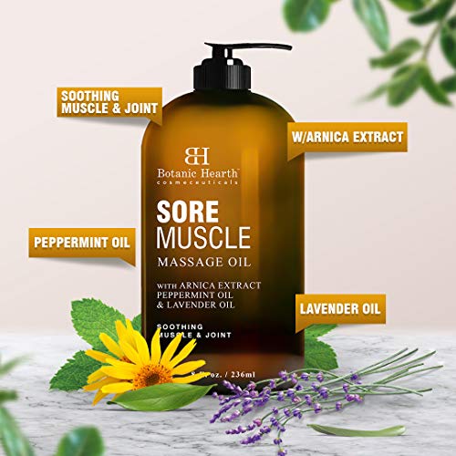 BOTANIC HEARTH Sore Muscle Massage Oil - with Arnica Montana Extract and Esse...