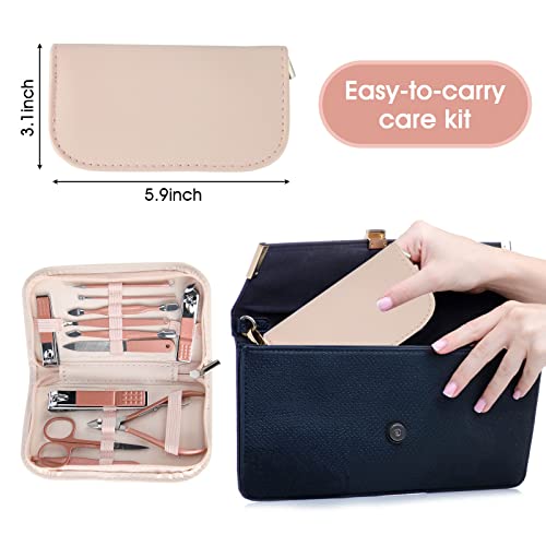 Nail Clippers and Beauty Tool Portable Set, Rose Gold Martensitic Stainless S...