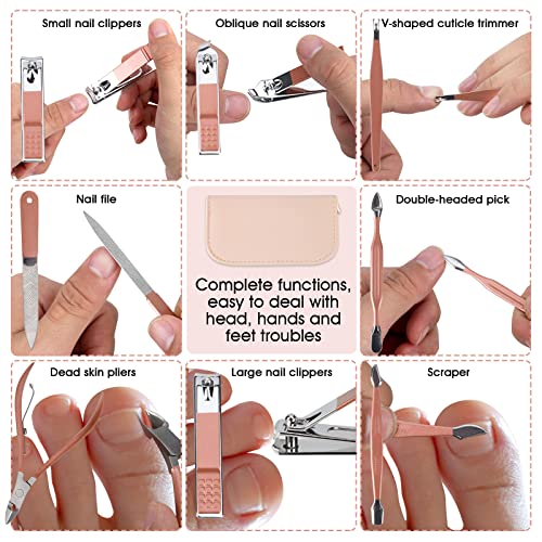 Nail Clippers and Beauty Tool Portable Set, Rose Gold Martensitic Stainless S...