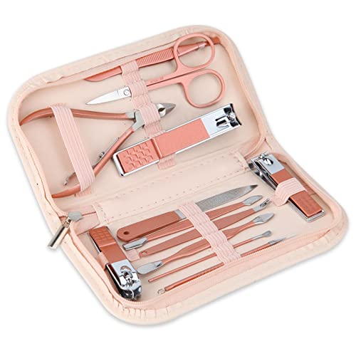 Nail Clippers and Beauty Tool Portable Set, Rose Gold Martensitic Stainless S...