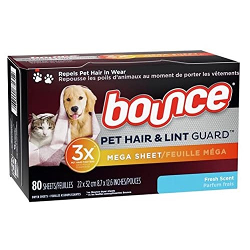 Bounce Pet Fresh Dryer Sheets - Pet Hair & Lint Guard - Mega Sheet - One (1) ...