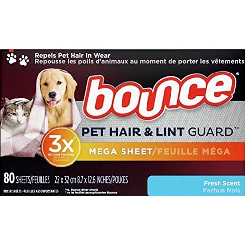 Bounce Pet Fresh Dryer Sheets - Pet Hair & Lint Guard - Mega Sheet - One (1) ...