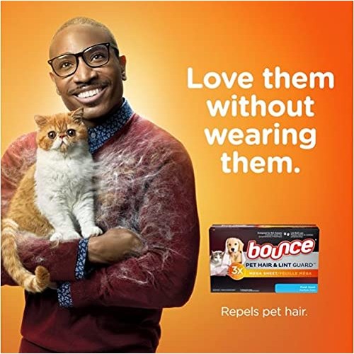 Bounce Pet Fresh Dryer Sheets - Pet Hair & Lint Guard - Mega Sheet - One (1) ...