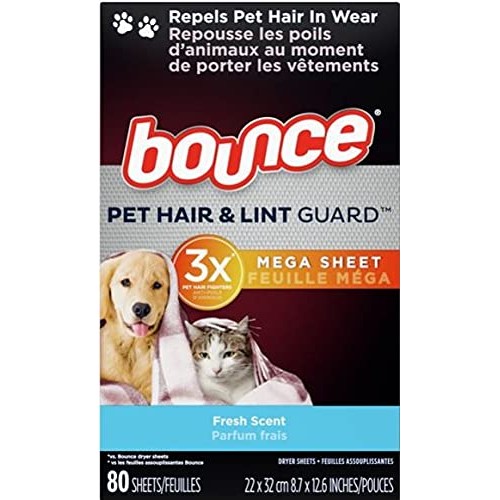 Bounce Pet Fresh Dryer Sheets - Pet Hair & Lint Guard - Mega Sheet - One (1) ...