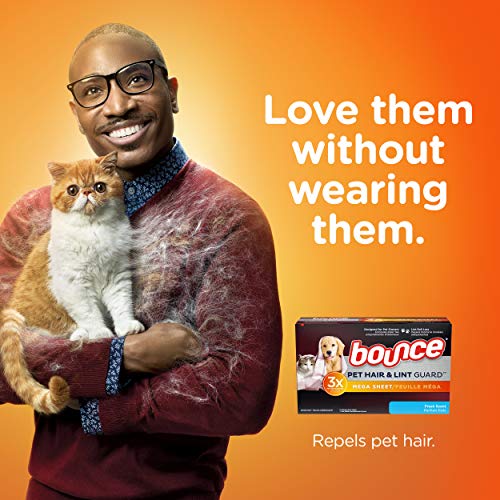 Bounce Pet Hair and Lint Guard Mega Dryer Sheets for Laundry, Fabric Softener...