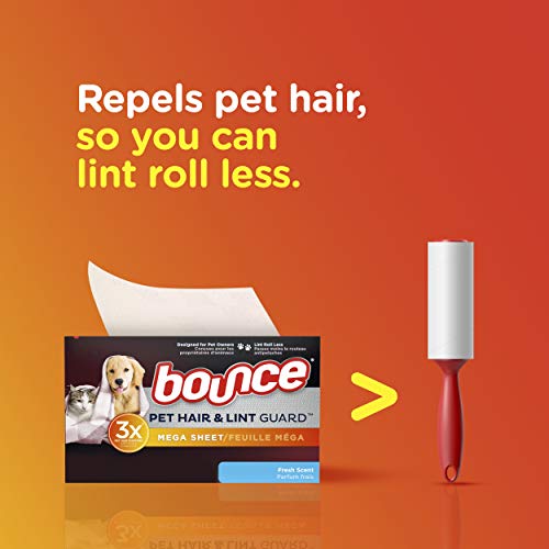 Bounce Pet Hair and Lint Guard Mega Dryer Sheets for Laundry, Fabric Softener...