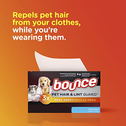 Bounce Pet Hair and Lint Guard Mega Dryer Sheets for Laundry, Fabric Softener...
