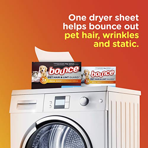 Bounce Pet Hair and Lint Guard Mega Dryer Sheets for Laundry, Fabric Softener...