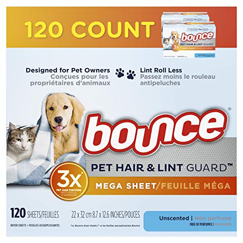 Bounce Pet Hair and Lint Guard Mega Dryer Sheets for Laundry, Fabric Softener...