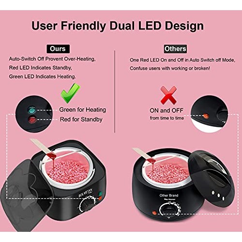 Waxing Kit for Women Men, Bouvetan Wax Warmer for Hair Removal with 14oz Hard...
