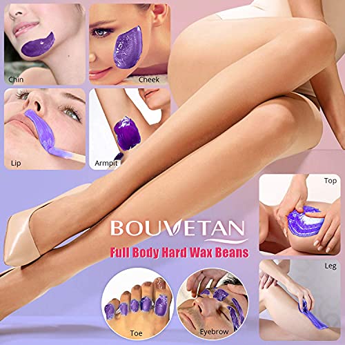 Waxing Kit for Women Men, Bouvetan Wax Warmer for Hair Removal with 14oz Hard...