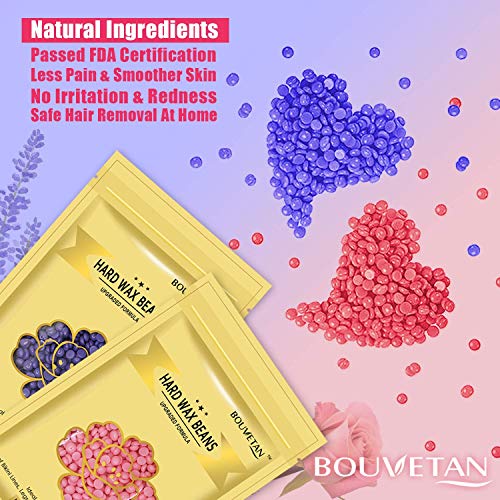 Waxing Kit for Women Men, Bouvetan Wax Warmer for Hair Removal with 14oz Hard...