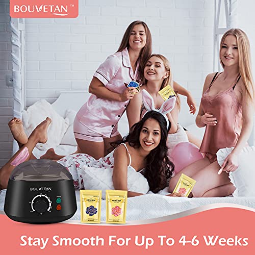 Waxing Kit for Women Men, Bouvetan Wax Warmer for Hair Removal with 14oz Hard...