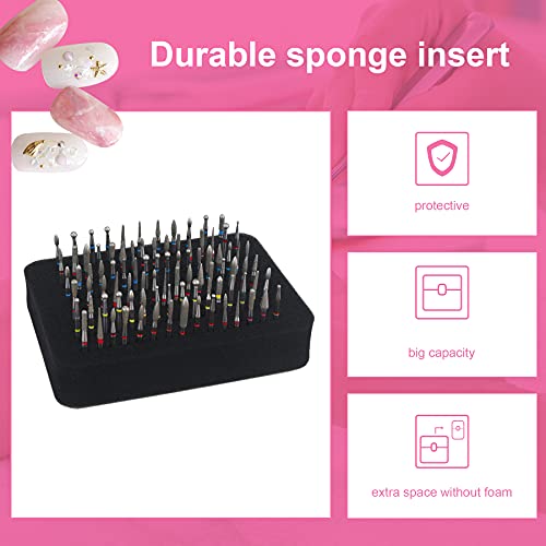 BOVKE Efile Nail Bits Travel Case Nail Drill Bits Holder Nail File Bits Stora...