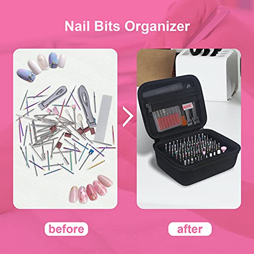 BOVKE Efile Nail Bits Travel Case Nail Drill Bits Holder Nail File Bits Stora...