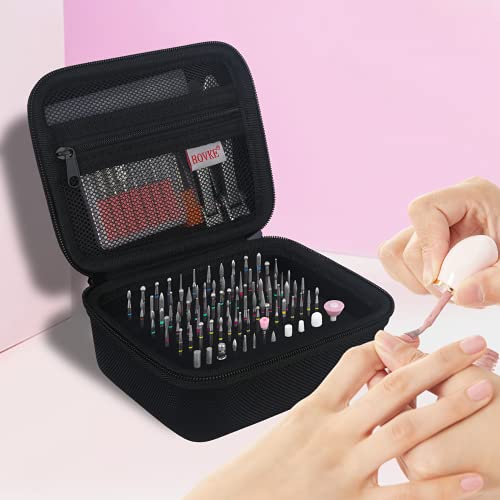 BOVKE Efile Nail Bits Travel Case Nail Drill Bits Holder Nail File Bits Stora...