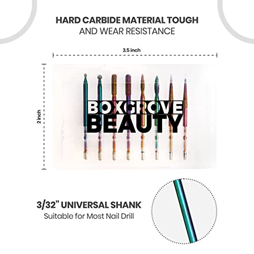 Boxgrove Nail Drill Bits Set of 8Pcs Multicolor Professional tools for Manicu...