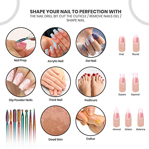 Boxgrove Nail Drill Bits Set of 8Pcs Multicolor Professional tools for Manicu...