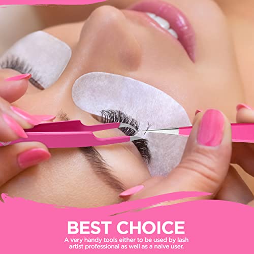 Lash Tweezers, Pack of 2 Stainless Steel Tweezers for Eyelash Extensions | St...