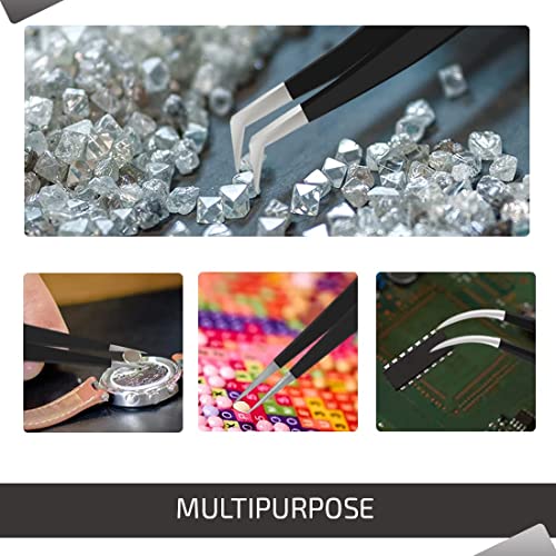 Lash Tweezers, Pack of 3 Stainless Steel Tweezers For Eyelash Extension | Str...