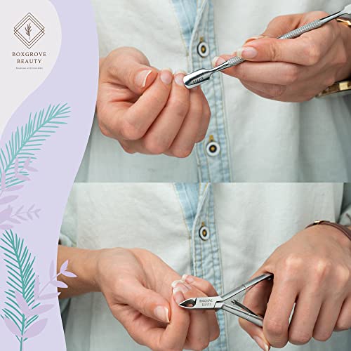 Professional Cuticle Cutter & Pusher Trimmer Manicure Tools with Double Sprin...