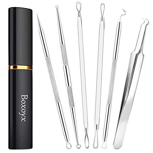 Boxoyx Pimple Popper Tool Kit - 6Pcs Blackhead Remover Comedone Extractor Too...