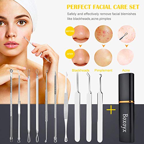 [Latest]Blackhead Remover Tool, Boxoyx 10 Pcs Professional Pimple Comedone Ex...