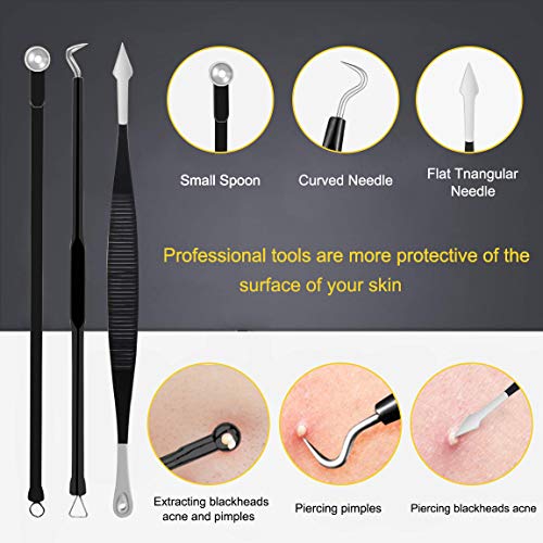 Pimple Popper Tool Kit - Boxoyx 10 Pcs Blackhead Remover Comedone Extractor K...