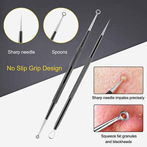 Pimple Popper Tool Kit - Boxoyx 10 Pcs Blackhead Remover Comedone Extractor K...