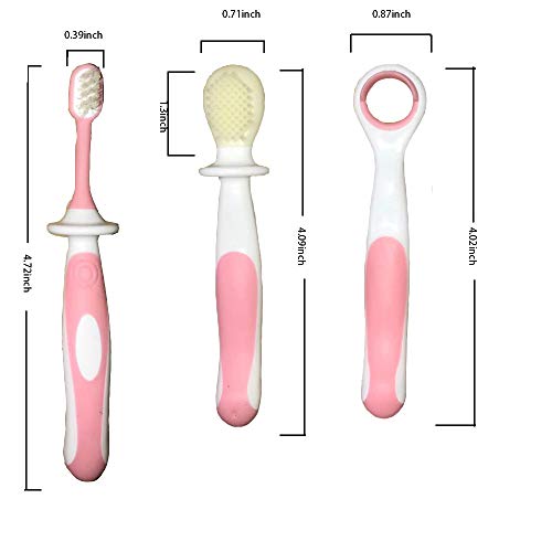 3Pcs/Set Baby Tongue Cleaner/Scraper Newborn+Soft Bristle Toothbrush+Silicone...
