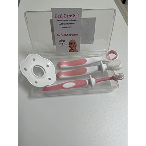 3Pcs/Set Baby Tongue Cleaner/Scraper Newborn+Soft Bristle Toothbrush+Silicone...