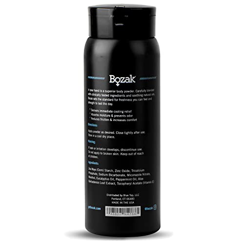 Bozak Cooling Body and Foot Powder for Men – Talc Free, Jock Itch Defense, De...