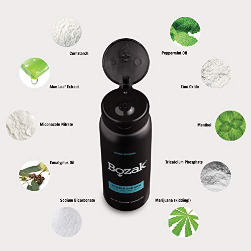 Bozak Cooling Body and Foot Powder for Men – Talc Free, Jock Itch Defense, De...