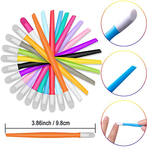 BQTQ 225 Pieces Plastic Handle Nail Cuticle Pusher Rubber Tip Nail Cleaner Co...