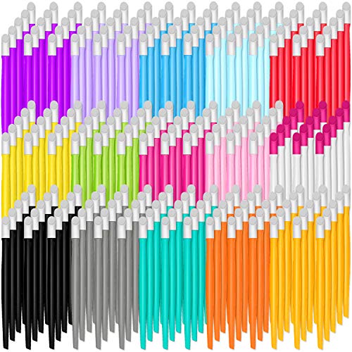 BQTQ 225 Pieces Plastic Handle Nail Cuticle Pusher Rubber Tip Nail Cleaner Co...